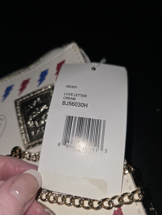 Betsey Johnson NWT Cream Love Letter Crossbody with Pink & Blue Postal Accents - Picture 5 of 9